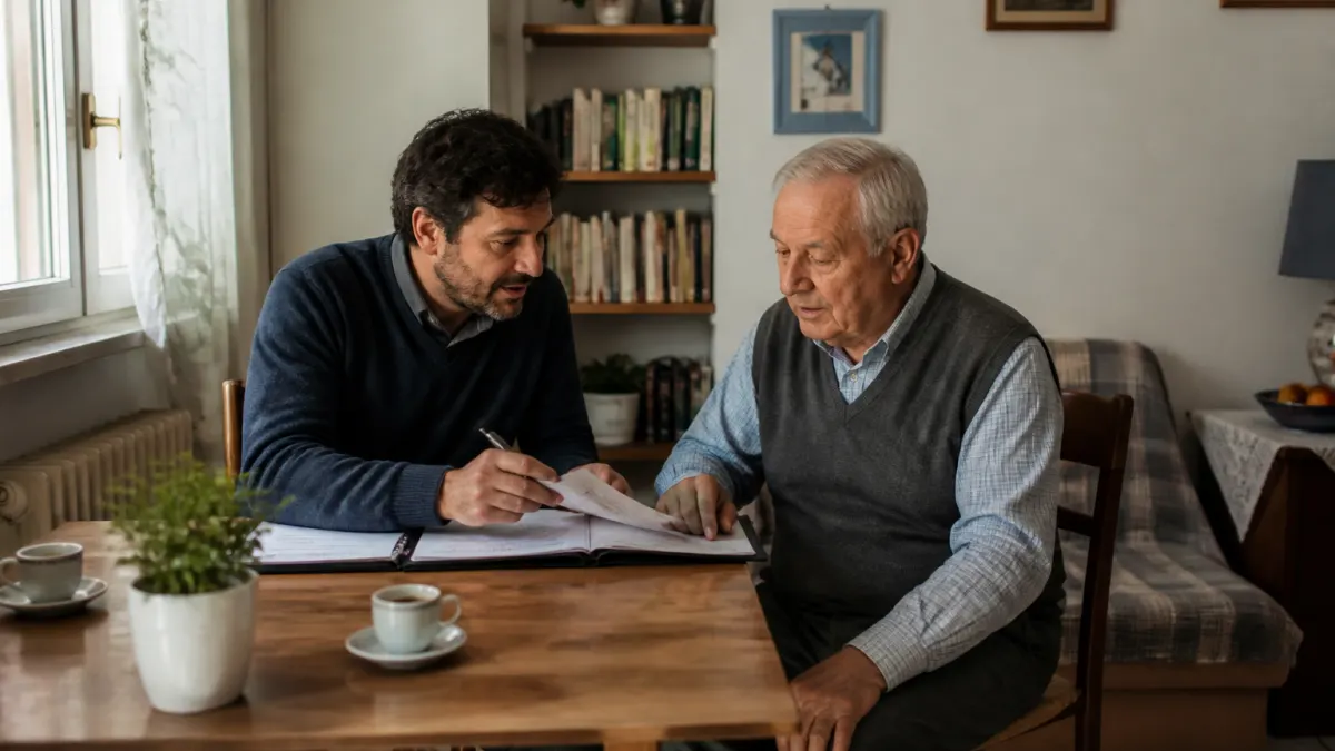 Anziano assistito da amministratore di sostegno in casa