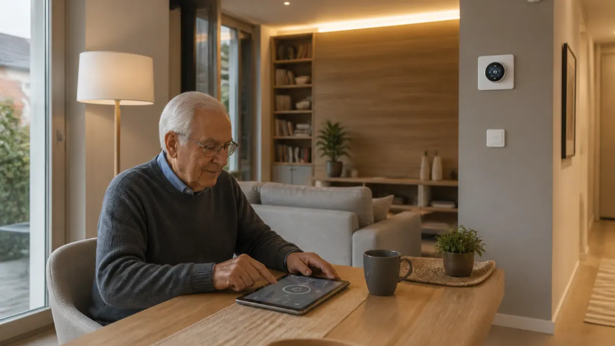 Casa domotica per anziani con dispositivi intelligenti integrati.