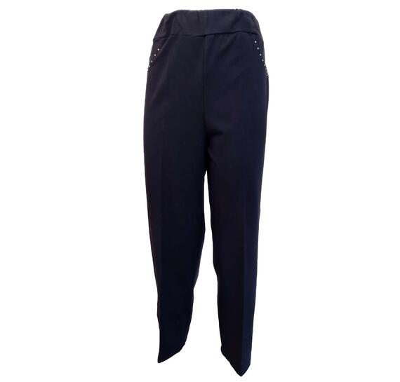 Pantaloni donna calibrati in cotone con strass