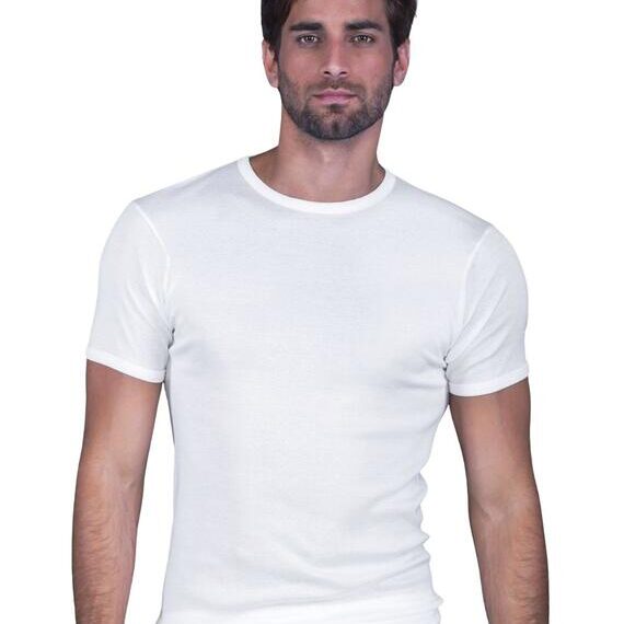 T-shirt uomo Moretta in filo di Scozia a collo basso