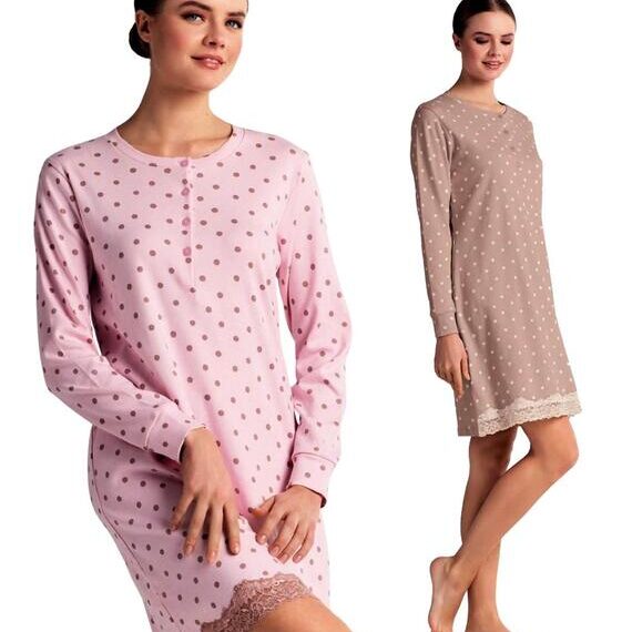 Camicia da notte donna Infiore Bollicine a serafino