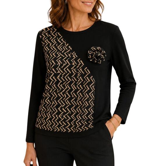 Maglia donna Chiara Autieri a fantasia su base nera