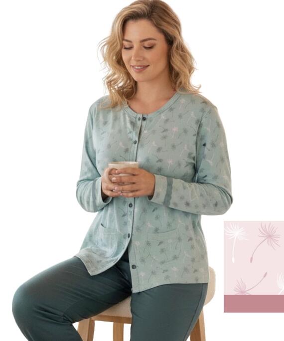 Pigiama donna aperto in caldo jersey di cotone