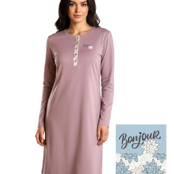 Camicia da notte donna Karelpiù a serafino in caldo cotone
