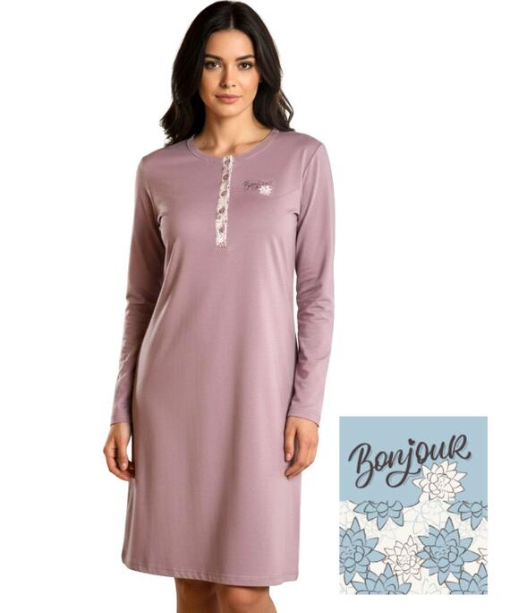 Camicia da notte donna Karelpiù a serafino in caldo cotone